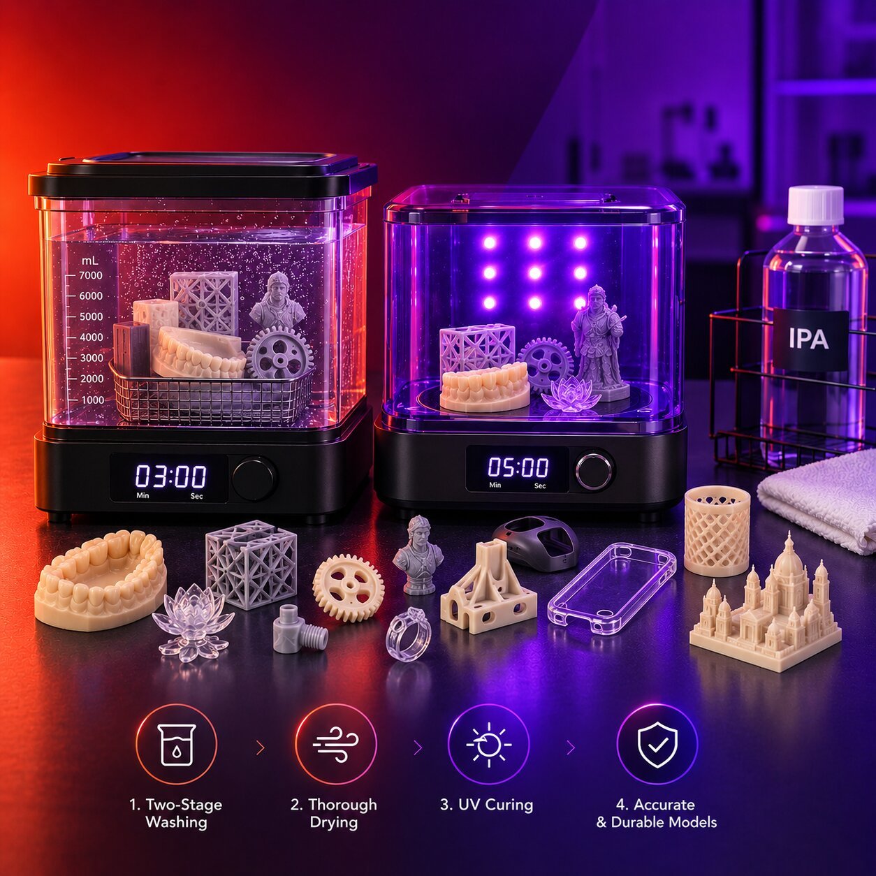 How to Optimize Wash and Cure Times for 3D Printed Models